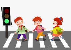 幼儿安全过马路中小学安全教育日过马路红绿灯安高清图片