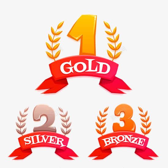 排名数字png免抠素材_新图网 https://ixintu.com 丝带 名次 排名 排名数字设计 数字 金牌 铜牌 银牌