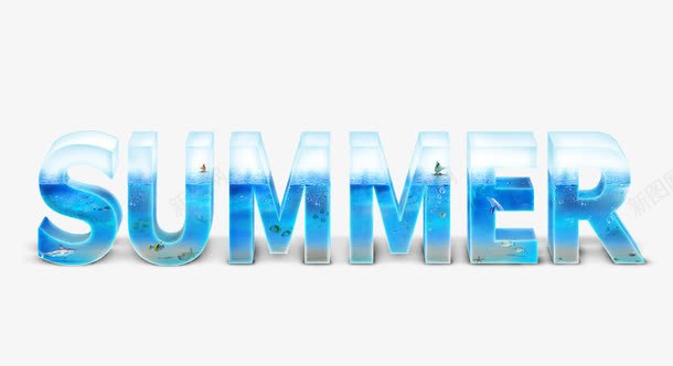 summer夏日海滩字体psd免抠素材_新图网 https://ixintu.com summer 夏日出行 沙滩 海水 船只