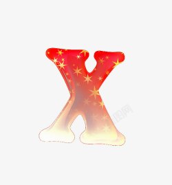 渐变红旗字母x素材