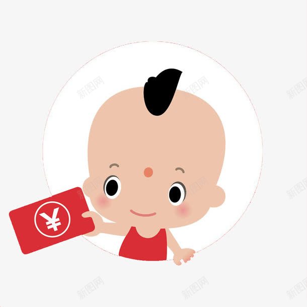 拿着红包的娃娃图标png_新图网 https://ixintu.com 休闲娱乐 卡通手绘 图标 抢红包 拿红包的小人 新年 装饰