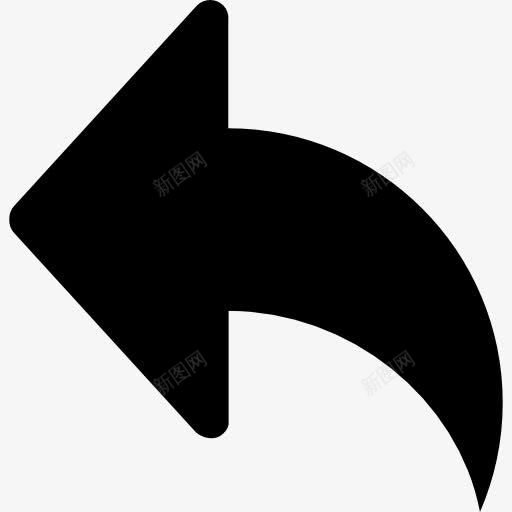 左箭头弯曲的黑色象征图标png_新图网 https://ixintu.com 大杯固体 左箭头 左转 指向 方向标志 箭头