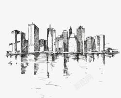 素描香港繁华城市高清图片