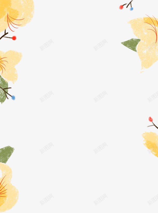 黄色水彩花朵边框纹理png免抠素材_新图网 https://ixintu.com 免抠PNG 水彩 花朵 边框纹理 黄色