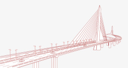 手绘线条大桥装饰素材