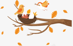 树上的秋季立秋树枝鸟窝矢量图高清图片