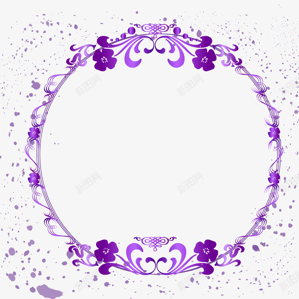 紫色花纹圆形png免抠素材_新图网 https://ixintu.com png图形 圆形 紫色 花纹 装饰 边框