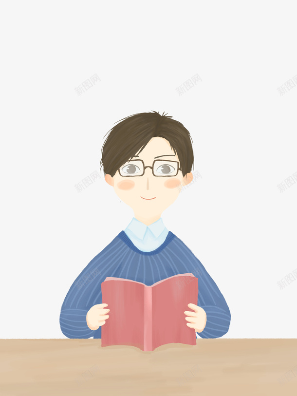 手绘卡通人物学生看书png免抠素材_新图网 https://ixintu.com 卡通人物 学习 学习手抄报 学生 手绘 插画 看书