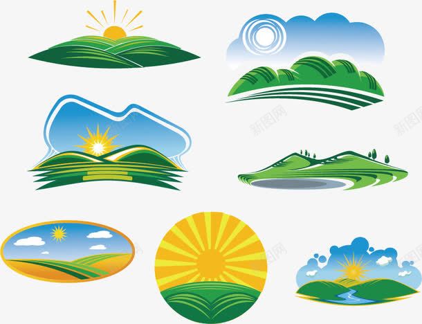 自然风景logo图标png_新图网 https://ixintu.com LOGO设计 农业 太阳 山川河流 标志设计 环保 田野 空间环境 绿色 自然风景 风景