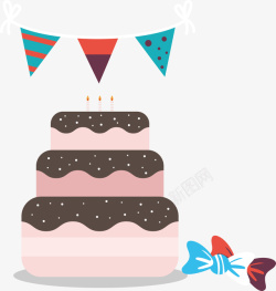 卡通糖块彩旗蛋糕糖块卡通蛋糕生日高清图片