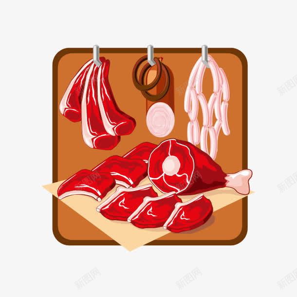 超市展板鲜肉元素png免抠素材_新图网 https://ixintu.com 卡通 火腿肉 矢量超市展板鲜肉元素 肉肠 腊肉