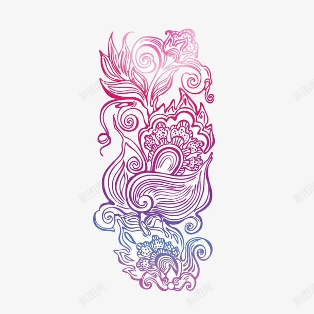 红色紫色祥云装饰图案png免抠素材_新图网 https://ixintu.com 中国风 复古 装饰元素