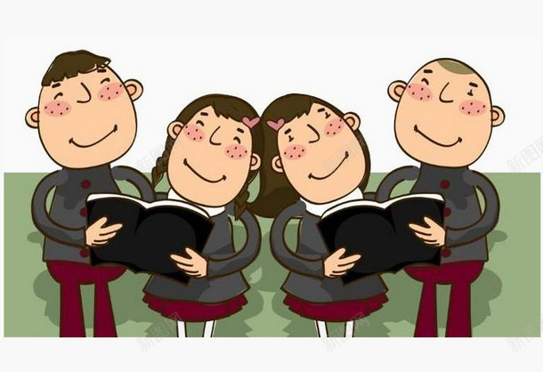 四个人在朗读png免抠素材_新图网 https://ixintu.com 免费素材 女孩 学生 朗读 男孩