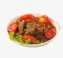 牛肉丁生菜番茄炖牛腩美食高清图片