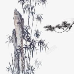 竹子树枝黑白素材