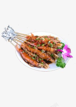 美极串烤虾烤虾图虾串高清图片