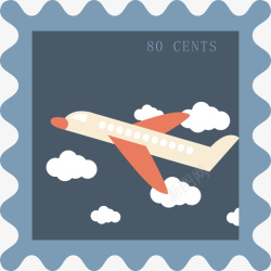 橙色旅行邮票手绘旅行邮票高清图片