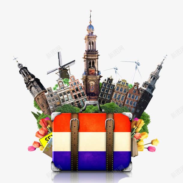 荷兰风景png免抠素材_新图网 https://ixintu.com 创意旅游 旅游素材 欧洲游 荷兰旅游 荷兰标志建筑 荷兰著名建筑 郁金香 风车
