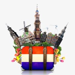 荷兰式风车荷兰风景高清图片