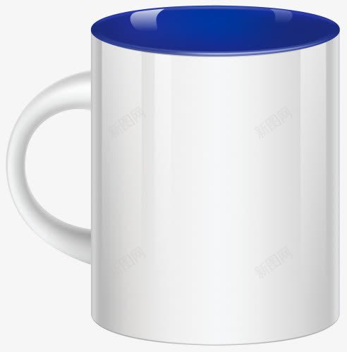 蓝白色马克杯png免抠素材_新图网 https://ixintu.com 水杯 白色 茶杯 蓝色 马克杯
