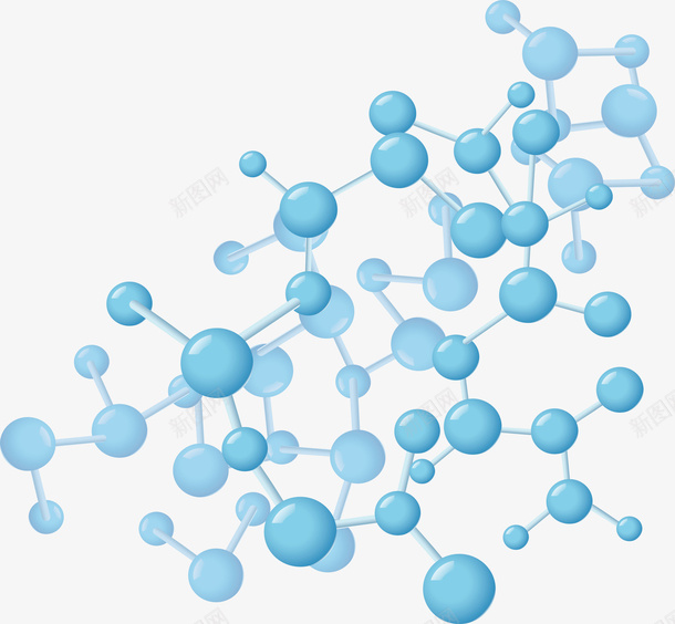 天蓝色分子结构png免抠素材_新图网 https://ixintu.com 分子 分子元素 分子示意图 分子结构 化学分子 生物分子 矢量png 蓝色分子