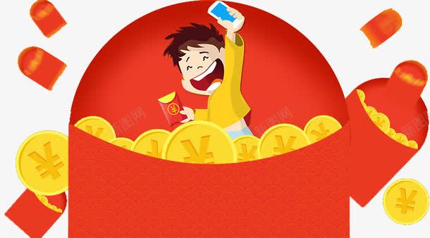 红色装饰图案png免抠素材_新图网 https://ixintu.com 手机 红包 红色 装饰 金币