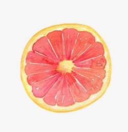 手绘西瓜切面美味切开的红色柚子简图高清图片