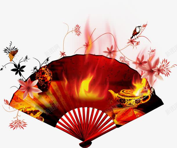 扇子png免抠素材_新图网 https://ixintu.com 中国文化 中国风 传统文化 扇子 扇子素材 扇形 折扇 文化艺术 火焰
