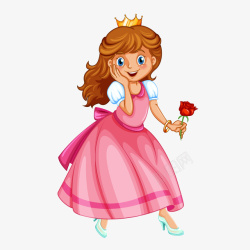 舞台剧卡通收到鲜花的公主矢量图高清图片