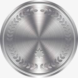 金属徽章手绘银色金属质感硬币矢量图高清图片