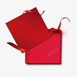 红色高档保温杯打开的礼盒高清图片