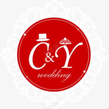 白色帽子皇冠婚礼logo图标图标