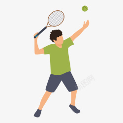 体育项目卡通人物打网球的青春活力男学生矢量图高清图片