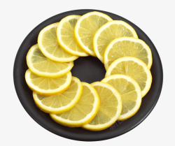 黄柠檬切片特写一盘黄柠檬片摄影高清图片