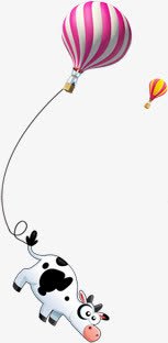 卡通条纹热气球奶牛png免抠素材_新图网 https://ixintu.com 卡通 奶牛 条纹 热气球