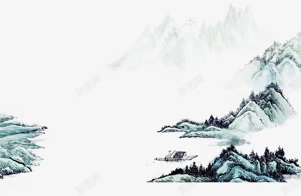 山水画中国风海报png免抠素材_新图网 https://ixintu.com 国风 山水画 海报 设计