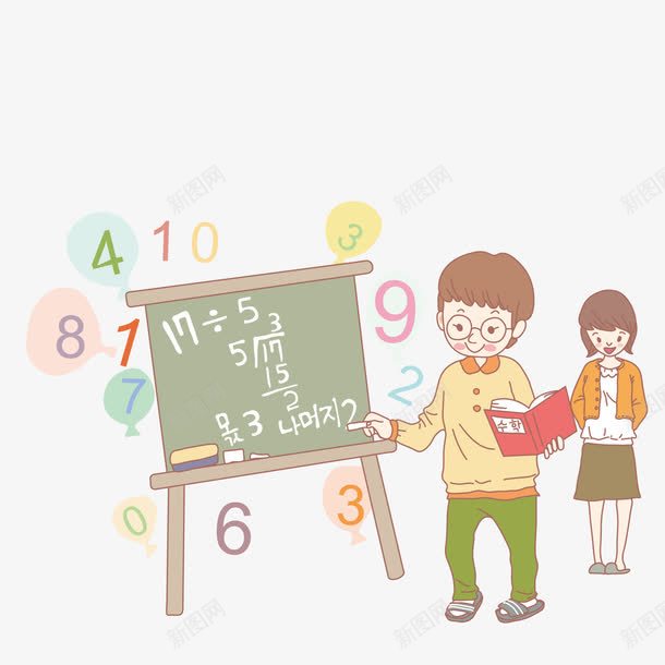 在黑板上做数学题的学生矢量图ai免抠素材_新图网 https://ixintu.com 学生 数学题 除法 黑板 矢量图