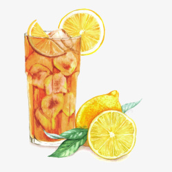 手绘鸡尾酒矢量素材水彩柠檬鸡尾酒矢量图高清图片