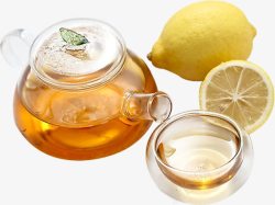 现代茶具柠檬果茶高清图片