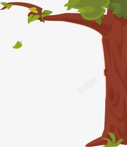 棕色的大树水彩卡通大树矢量图高清图片