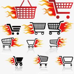 快速购物各式火焰购物车图标高清图片
