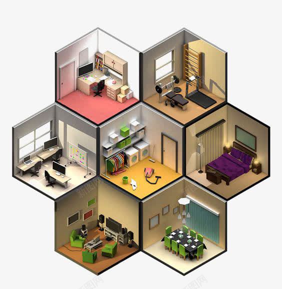 创意几何图形房间png免抠素材_新图网 https://ixintu.com 创意房间 卧室 客厅 家装设计 立体 设计感