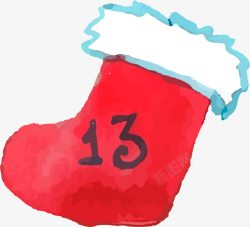数字13红色水彩袜子高清图片