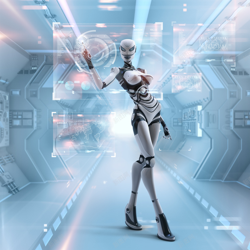 科技背景图jpg设计背景_新图网 https://ixintu.com 创新 商务 女机器人 机器人 现代 科幻 科技 科技感 科技风 高科技