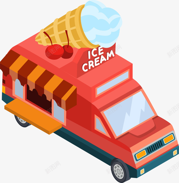 红色立体冰淇淋车png免抠素材_新图网 https://ixintu.com 517 冰淇淋车 吃货节 小摊车 红色小车 美食节 食品 餐饮