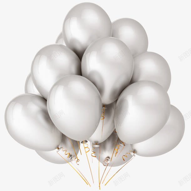 一束气球png免抠素材_新图网 https://ixintu.com 氢气球 玩具 银色