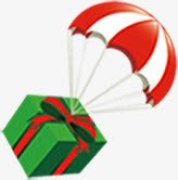 红白热气球绿色系带礼盒素材