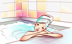泡玫瑰浴卡通美女沐浴高清图片