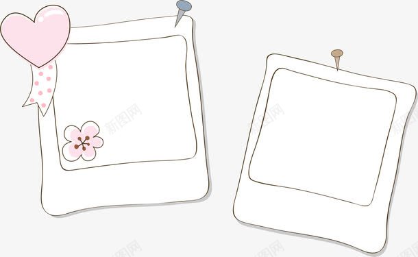 粉色爱心边框png免抠素材_新图网 https://ixintu.com AI 卡通 图钉 手绘 照片墙 爱心 粉色 线条 花朵 边框
