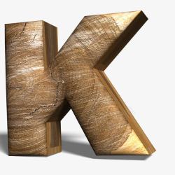 4K高清电视3D立体插画立体木头英文字母K高清图片